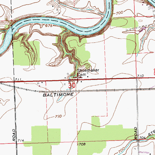 Topographic Map of Shoemaker Cemetery, OH