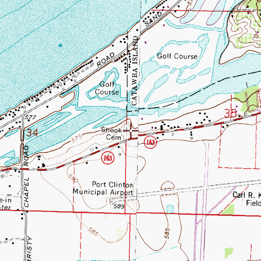 Topographic Map of Shook Cemetery, OH