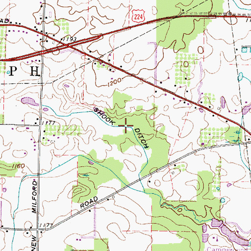 Topographic Map of Shook Ditch, OH