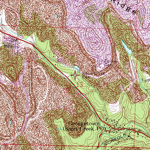 Topographic Map of Short Creek Cemetery, OH