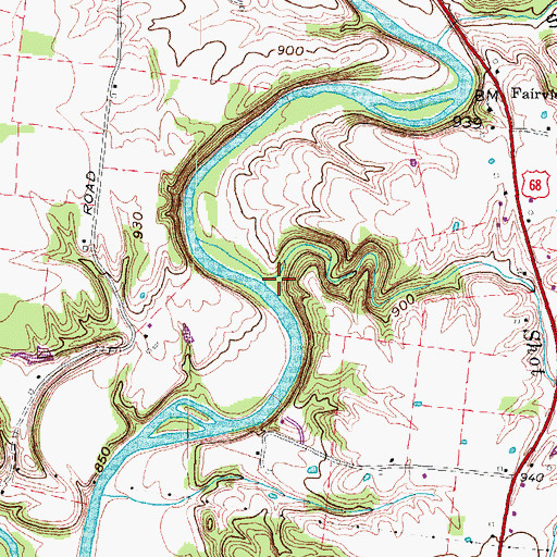 Topographic Map of Shot Pouch Run, OH