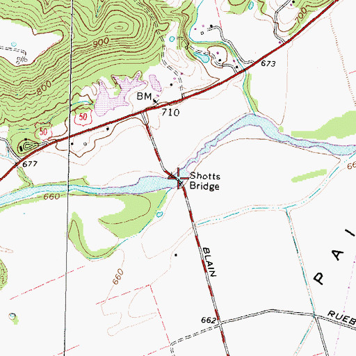 Topographic Map of Shotts Bridge, OH