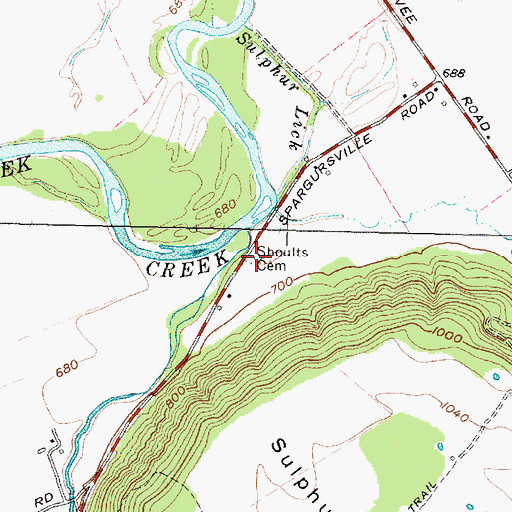 Topographic Map of Shoults Cemetery, OH
