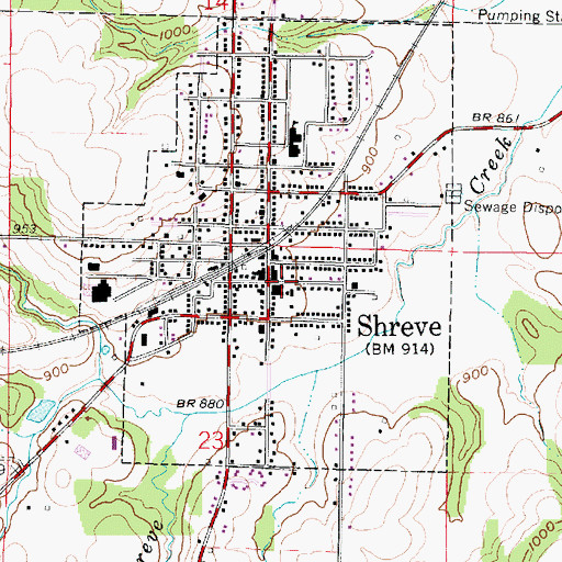 Topographic Map of Shreve, OH