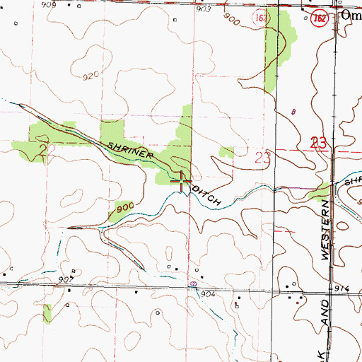 Topographic Map of Shriner Ditch, OH