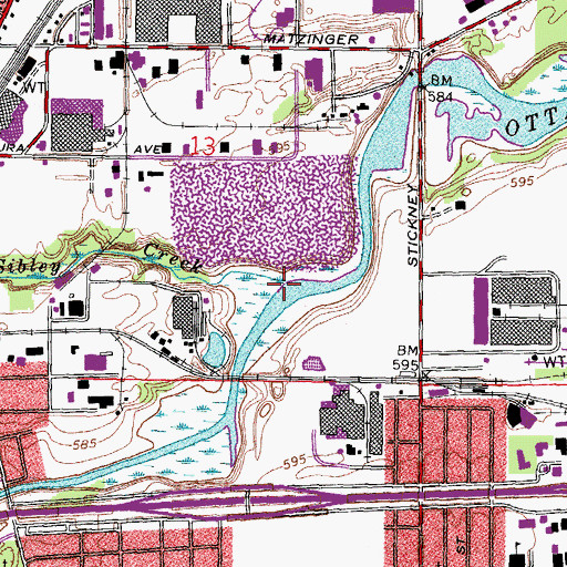 Topographic Map of Sibley Creek, OH