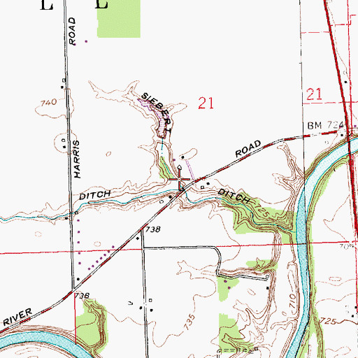 Topographic Map of Sieberi Ditch, OH