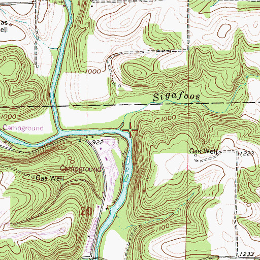 Topographic Map of Sigafoos Run, OH