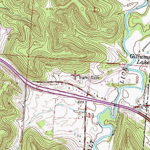 Topographic Map of Sigler Cemetery, OH