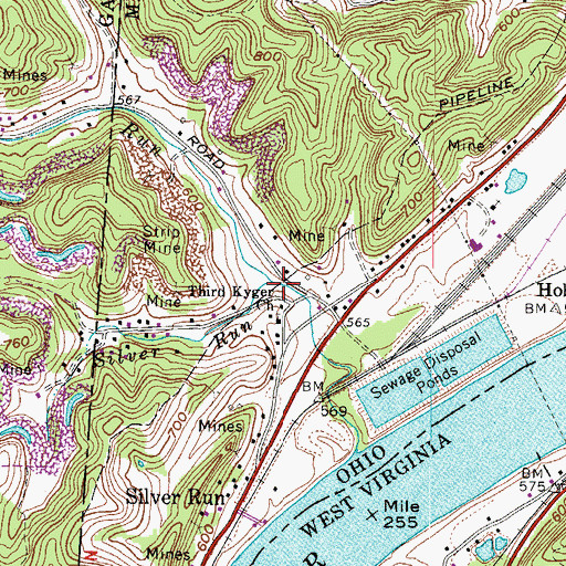 Topographic Map of Silver Run, OH