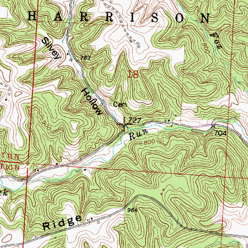 Topographic Map of Silvey Hollow, OH