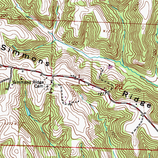 Topographic Map of Simmons Ridge, OH