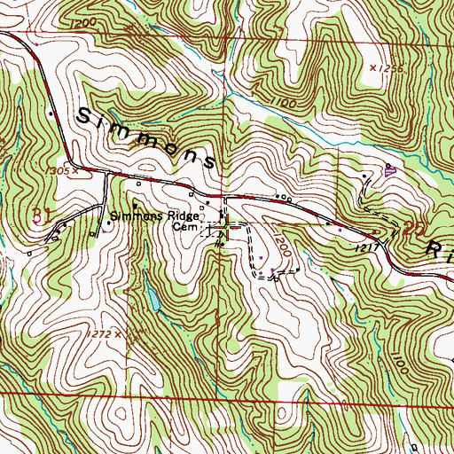Topographic Map of Simmons Ridge Cemetery, OH