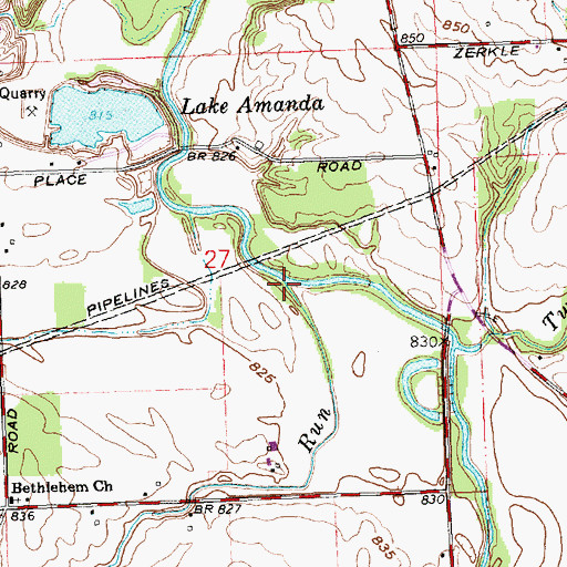 Topographic Map of Sims Run, OH