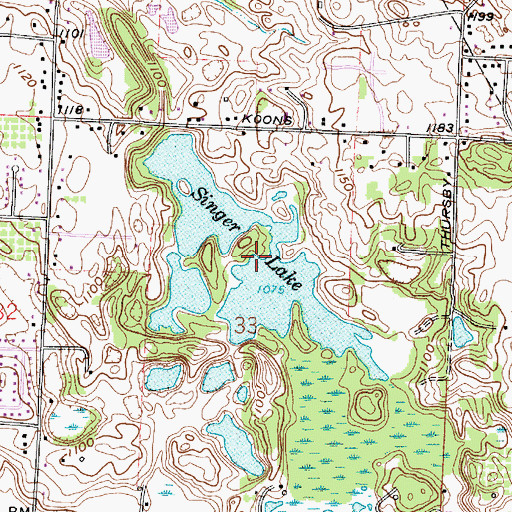Topographic Map of Singer Lake, OH