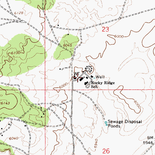 Topographic Map of Rocky Ridge School, AZ