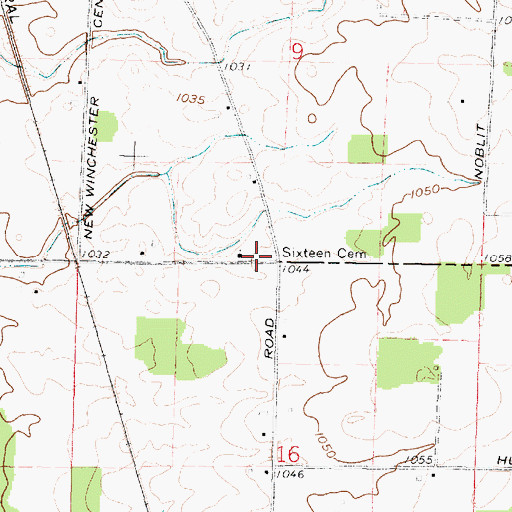 Topographic Map of Sixteen Cemetery, OH