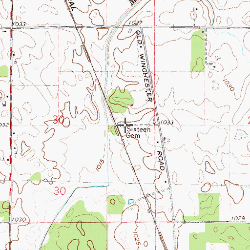 Topographic Map of Sixteen Cemetery, OH