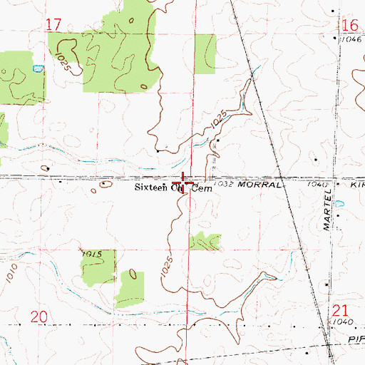 Topographic Map of Sixteen Church, OH
