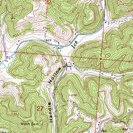 Topographic Map of Skillet Handle Hollow, OH