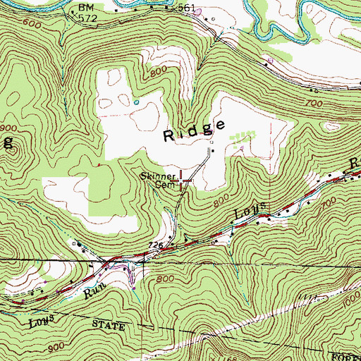 Topographic Map of Skinner Cemetery, OH
