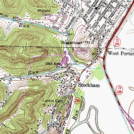 Topographic Map of Slab Run Church, OH