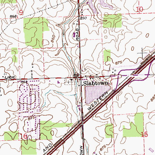 Topographic Map of Slabtown, OH