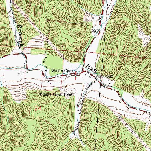 Topographic Map of Slagle Cemetery, OH