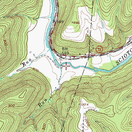 Topographic Map of Slate Run, OH