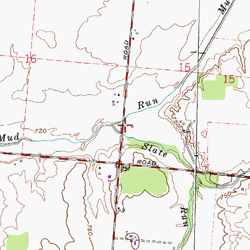 Topographic Map of Slate Run, OH
