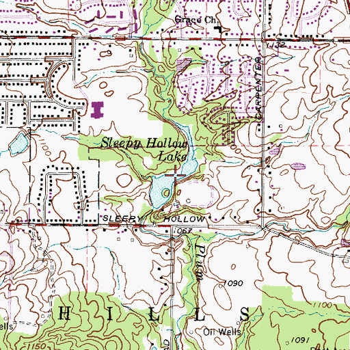 Topographic Map of Lake Sleepy Hollow, OH
