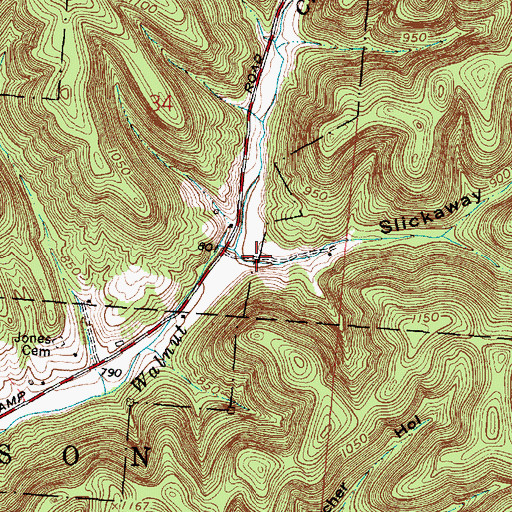 Topographic Map of Slickaway Hollow, OH