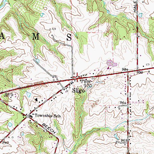 Topographic Map of Sligo, OH