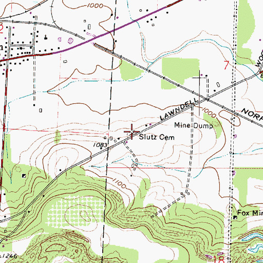 Topographic Map of Slutz Cemetery, OH