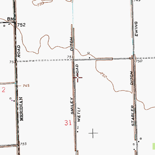 Topographic Map of Smiley Ditch, OH