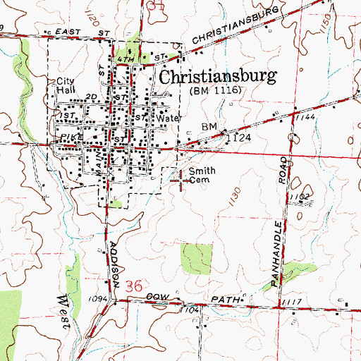 Topographic Map of Smith Cemetery, OH