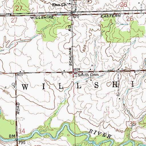 Topographic Map of Smith Cemetery, OH