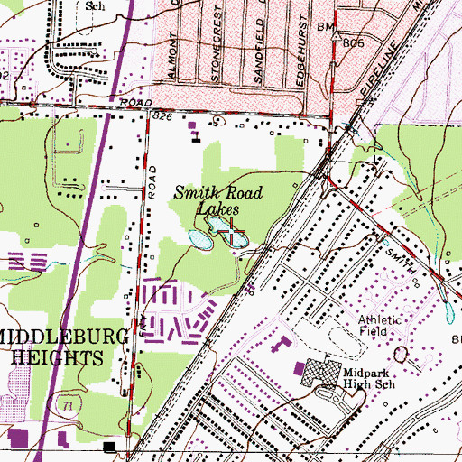 Topographic Map of Smith Road Lakes, OH