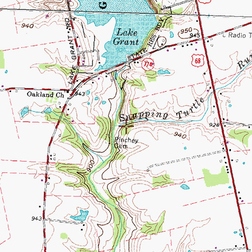 Topographic Map of Snapping Turtle Run, OH