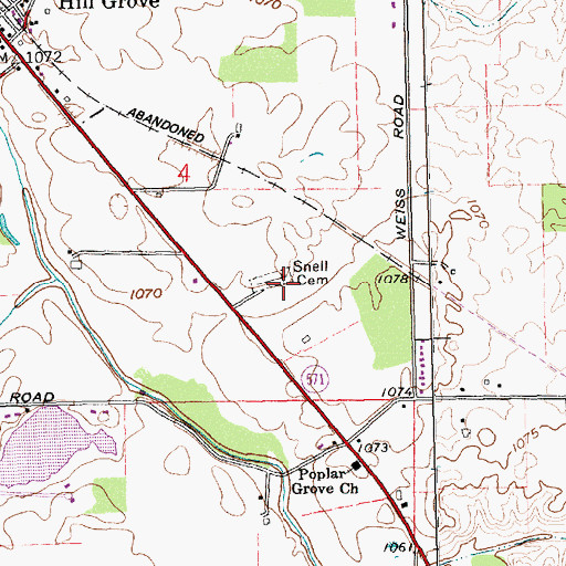 Topographic Map of Snell Cemetery, OH