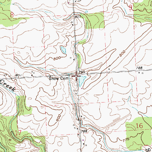 Topographic Map of Snow Cemetery, OH