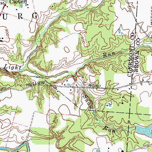 Topographic Map of Snow Run, OH