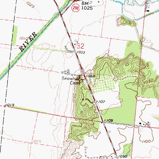 Topographic Map of Snowhill Cemetery, OH