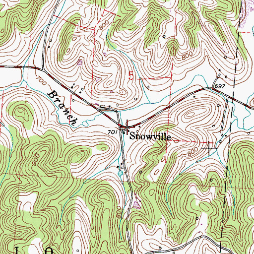 Topographic Map of Snowville, OH