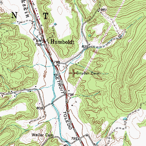 Topographic Map of Snyder Cemetery, OH