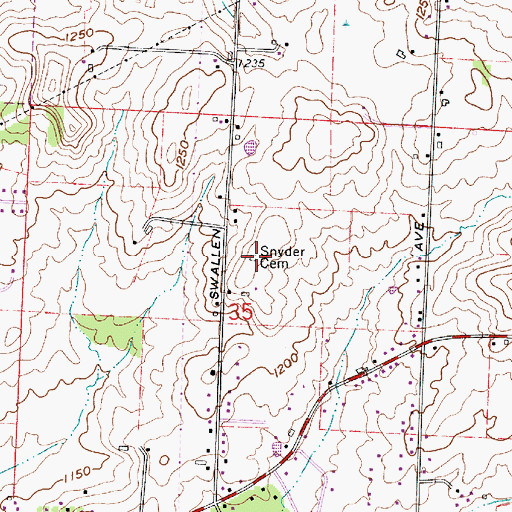Topographic Map of Snyder Cemetery, OH