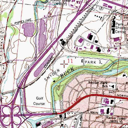 Topographic Map of Snyder Park, OH