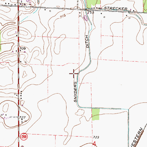 Topographic Map of Snyders Ditch, OH