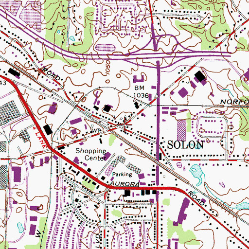 Topographic Map of Solon, OH