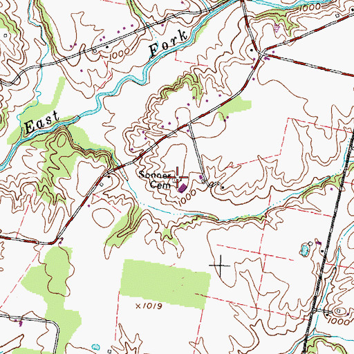 Topographic Map of Sonner Cemetery, OH